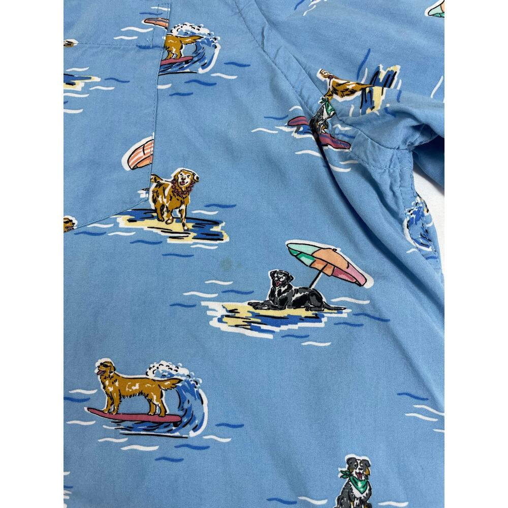 Crown & Ivy Surfing Dogs Graphic Rayon Button Down Shirt Blue XXL Novelty Camp - Picture 7 of 7